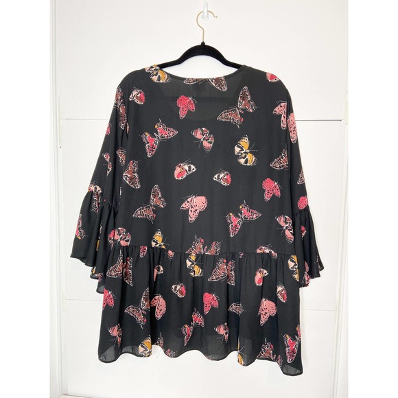 Cupio black butterfly print blouse, black sheer blouse, butterfly print blouse - Picture 8 of 8